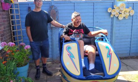 Robbie in the Octopus car with Joby