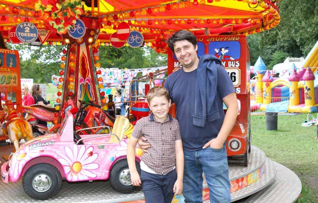 Wilson Leach with dad Garry Michael at Heaton Park Kids Zone fair