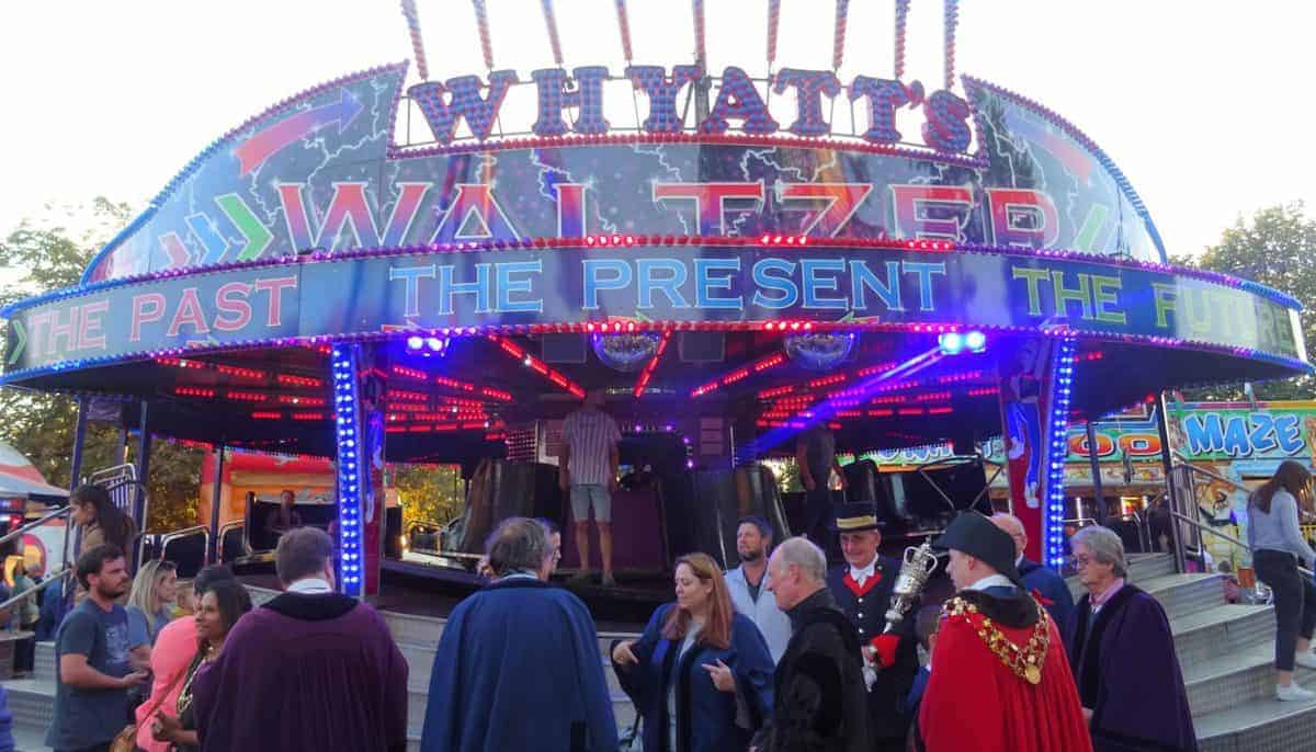 Photo of Dignitaries in front of Shane and Jay Whyatt’s Waltzer