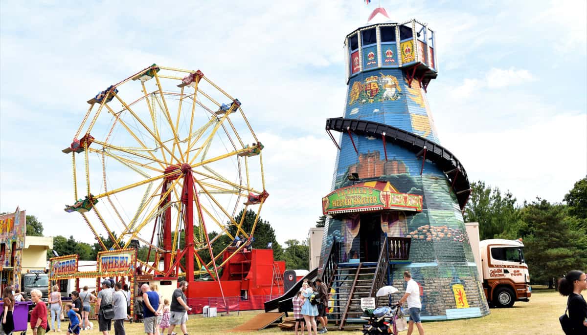 Thomas Henry Botton’s big wheel and George Traylen’s helter skelter at Bedford River Festival.
