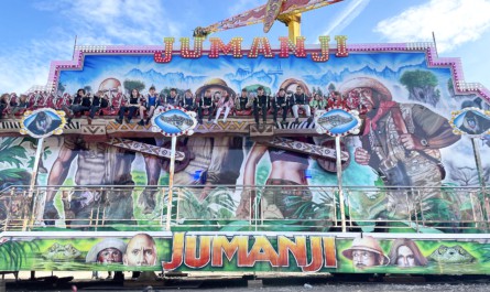 A taste of the jungle via the Czech Republic: Michael Mulhearn’s new Jumanji miami, with Triangle Attractions’ booster overhead.