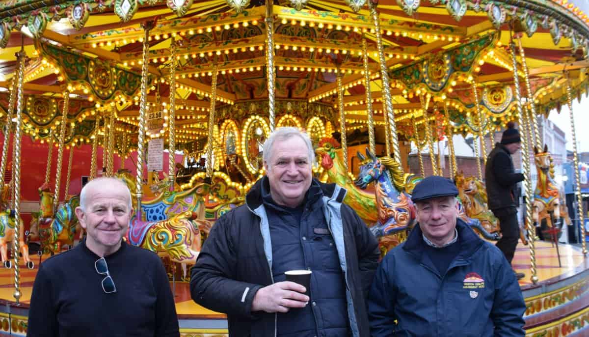 Ready for the off at the Worcester Victorian Christmas Fayre: left to right, showmen Jimmy Manders, Sheldon Stokes and Branden Weston.