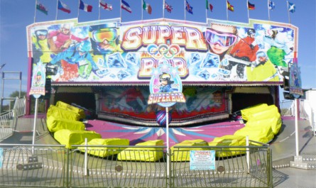 The colourful skiing-themed décor on Dalton Taylor's Super Bob ride.