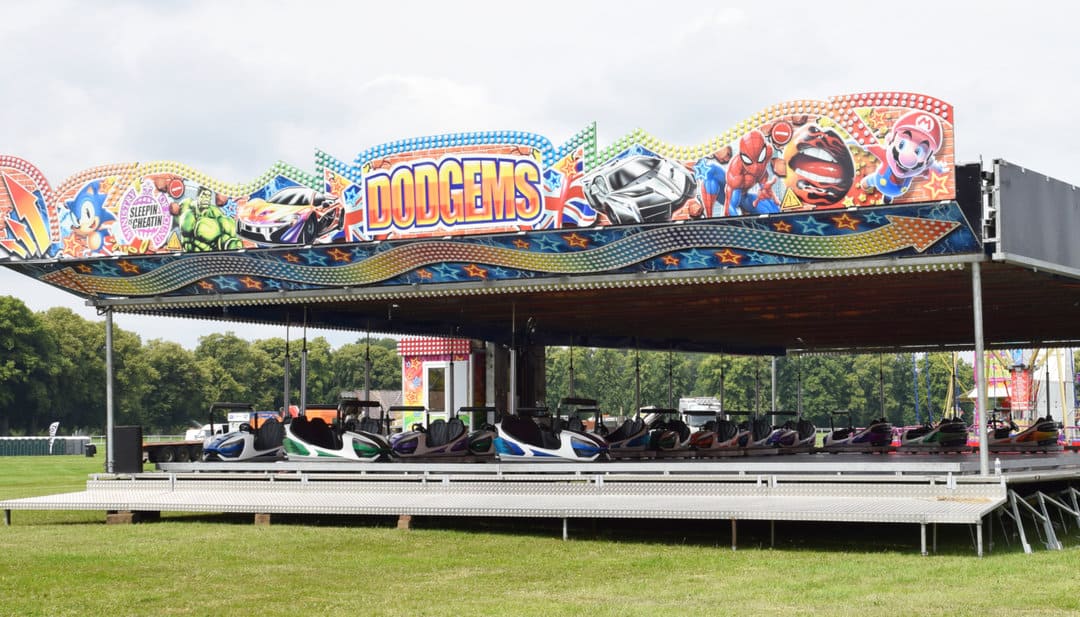 Fairground organiser Albert Evans Jnr’s dodgems at Worcester Hot Air Balloon Festival.