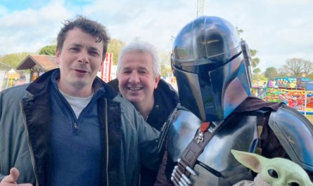 James Evans and William Wood with Star Wars pal at Markeaton Park, Derby.