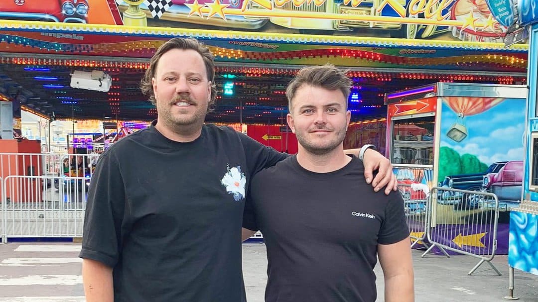 Evan DeKoning and Nathaniel Taylor in the Isle of Man for the TT Races Funfair. Thanks to David Wallis for the photo.