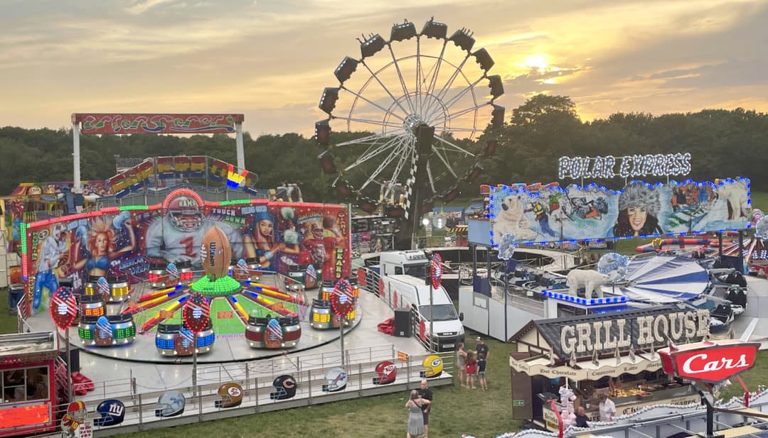 Collins’ Superbowl, Litliernhurnest’s Oxegen and Hart’s Polar Express feature in this view of Knutsford September fair.