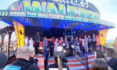The Mayor of Neath, Chris Williams, officially opened Neath Great Fair James Danter's waltzer.