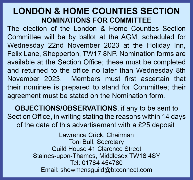 London Section advert committee 3.11.23