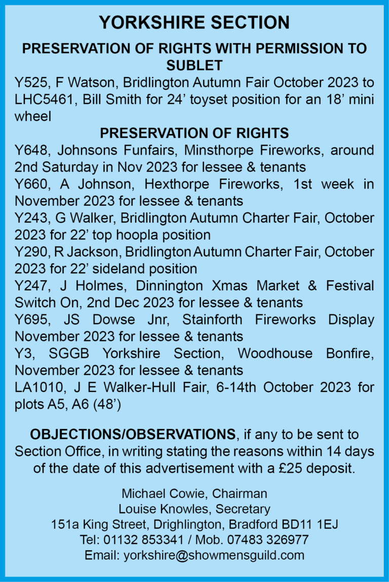 Yorkshire Section advert 3.11.23