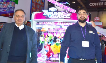 John Stergides and John A Stergides on the Electrocoin stand at EAG.