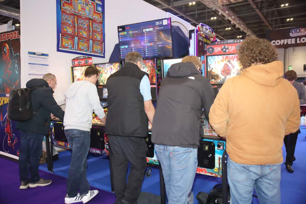 Pinballs, including the new Jaws machine, were attracting a lot of interest on Electrocoin’s stand.