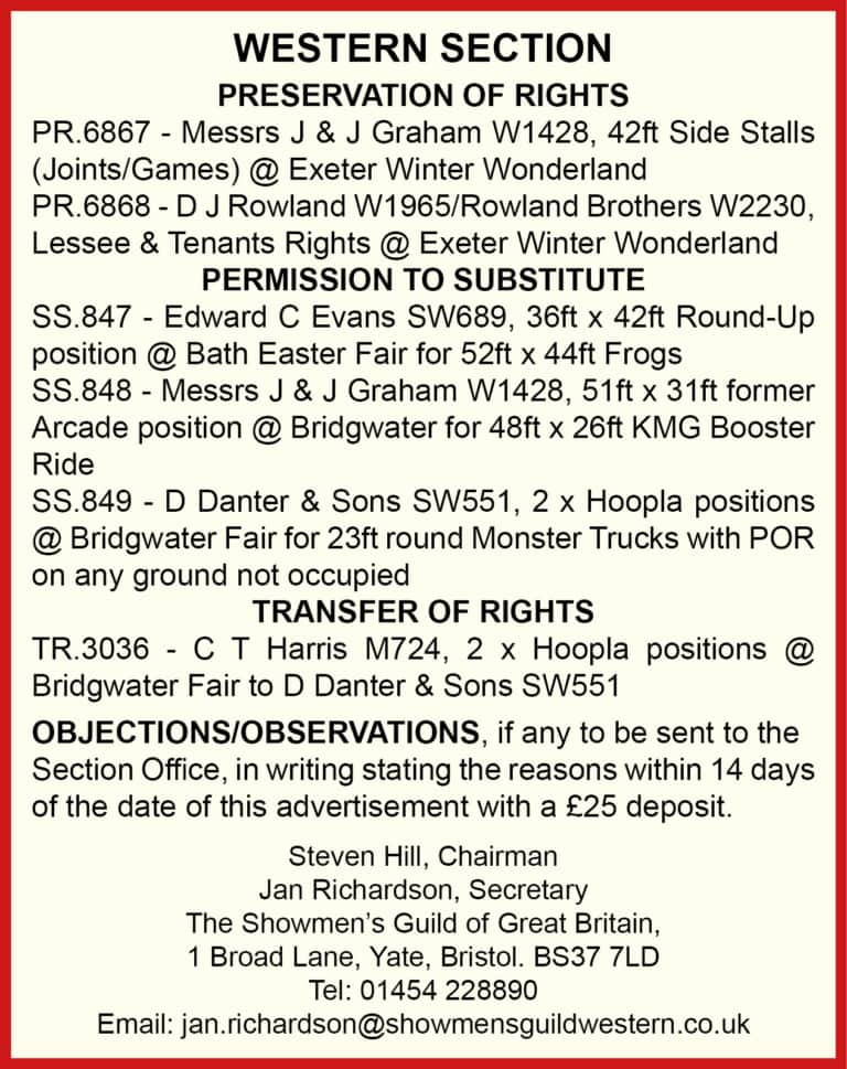Western Section notice 31.1.24
