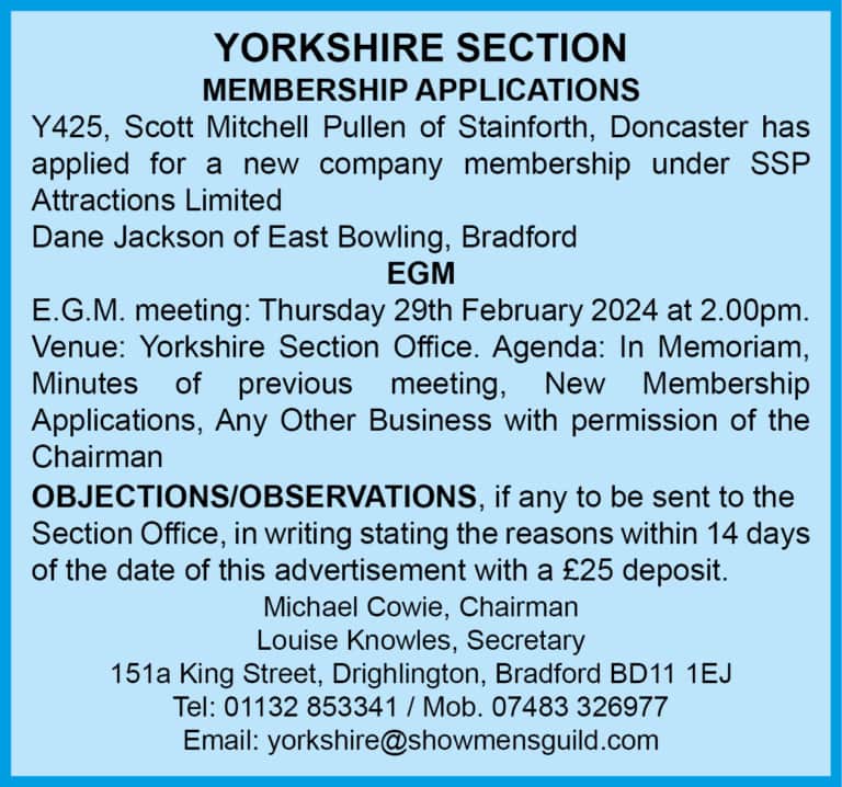 Yorkshire Section ad 8.2.24