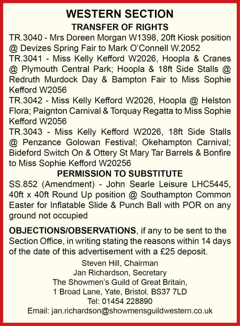 Western Section notices 2.3.24