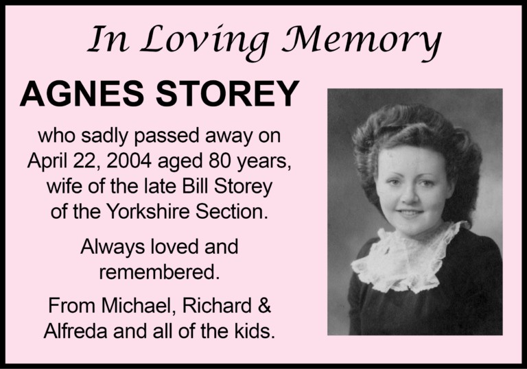 Agnes Storey memoriam April 2024