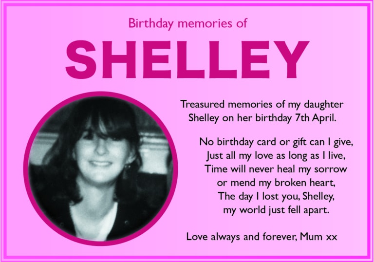 Shelley James Birthday memories April 2024