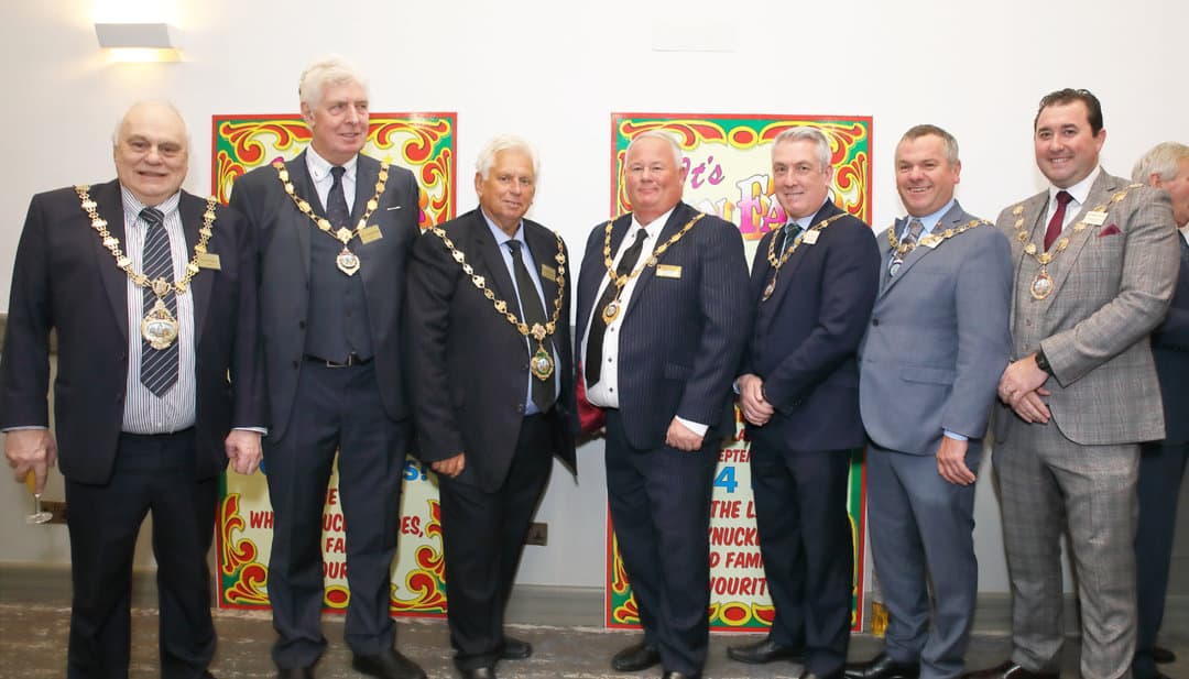 Western Section Chairman Steven Hill (centre) is joined by Senior and Junior Vice Presidents Keith Carroll and Tommy Kayes, and President John Thurston (left) and Section Chairman Alex James Colquhoun (Scotland), Frankie Harris (Eastern Counties) and Phillip Cooper (Northern).