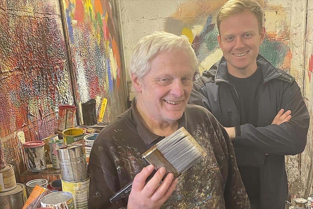 Pete Tate and Tom Tooley in Tate’s workshop.