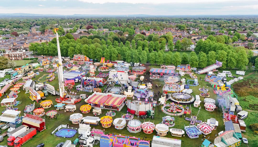 The fair captured by drone by Marc Dawson of Rides UK on the Saturday evening.
